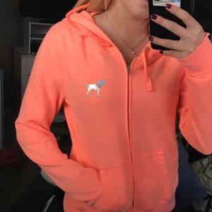 Neon orange Love Pink zipup jacket
